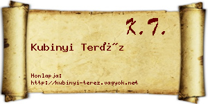 Kubinyi Teréz névjegykártya